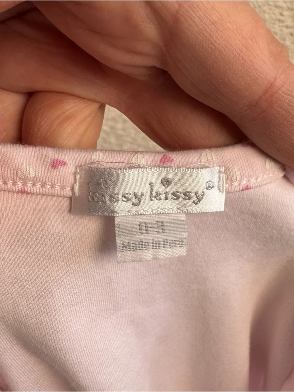 Kissy Kissy Baby‎ Girl Pink Pima Cotton Flower Heart Footed Sleeper 0-3 Months